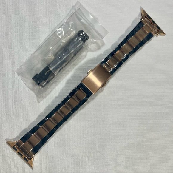 Posh Tech Two Tone Stainless Steel/Enamel Rose Gold Apple Watch Band - 42mm - Picture 1 of 8